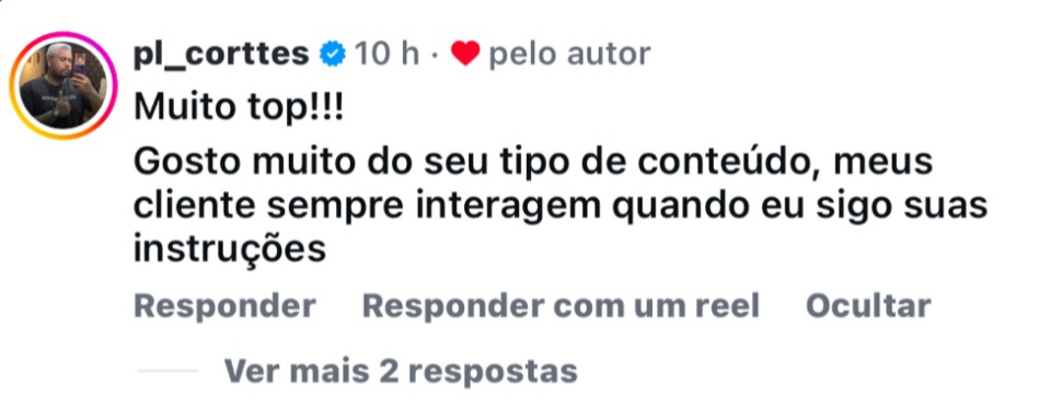 Comentário de pl_corttes sobre a interação dos clientes ao seguir as instruções
